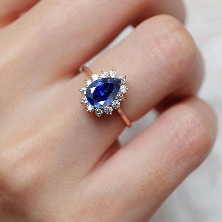 Pear sapphire ring sapphire ring sapphire engagement ring | Etsy Pear Sapphire Ring, Sapphire Anniversary Ring, Engagement Ring Sapphire, Sapphire Anniversary, Sapphire Wedding Ring, Sapphire Wedding Rings, Detailed Engagement Ring, Engagement Ring Ideas, Ring Sapphire