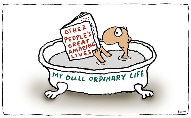 a cartoon character in a bathtub with a sign that reads, other people's creating lives my dull ordinary life