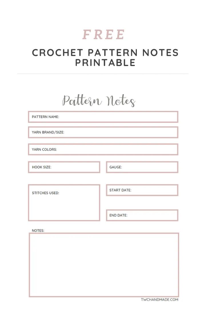 the free crochet pattern notes printable