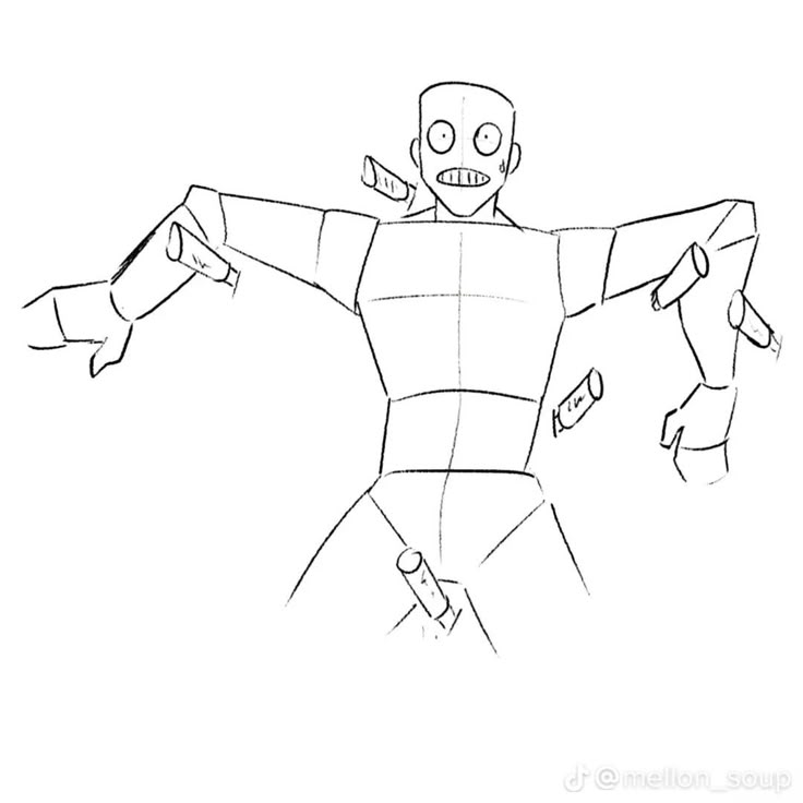 a drawing of a man with arms outstretched