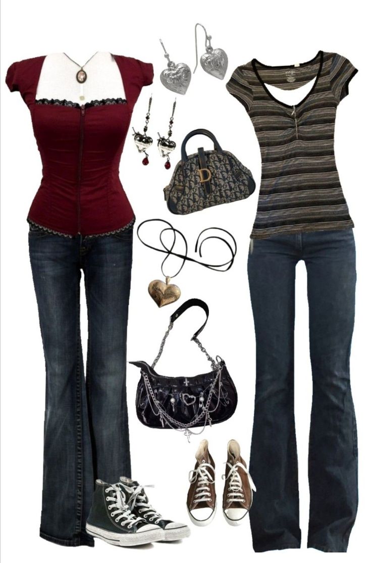 Cute Outfits With Red Converse, Dresses 2000s Style, Femcel Aesthetic Outfits, 2010 Style Outfit, Red And Black Y2k Outfits, Twighlight Aesthetic Outfits, Harry Potter Core Outfits, Class Of 09 Outfits, 2000 Grunge Outfits