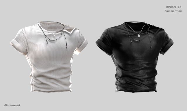 two t - shirts are shown side by side, one is white and the other is black