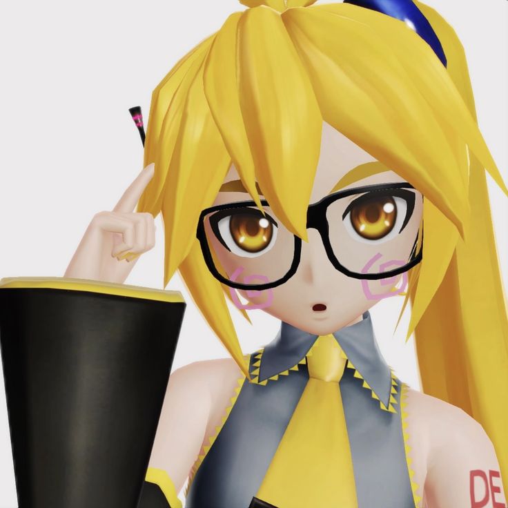 a cartoon girl with glasses and a hat holding a drink in one hand and looking at the camera