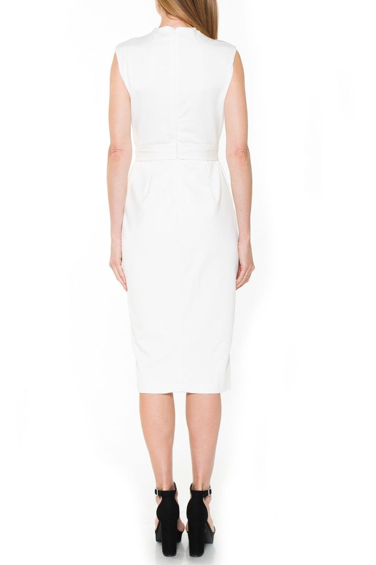 A flattering belted waist adds a feminine touch to this chic mock neck sheath dress.Fit: this style fits true to size. Classic Spring Bodycon Dress, Summer Bodycon Dress With Straight Neckline For Work, Spring Bodycon Pencil Skirt Dress For Work, Classic Spring Knee-length Bodycon Dress, Classic Knee-length Bodycon Dress For Spring, Office Dresses With Straight Neckline For Spring, Spring Classic Knee-length Bodycon Dress, Elegant Bodycon Midi Dress For Daywear, Spring Midi Dress With Straight Neckline For Work