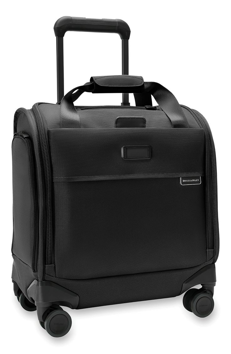 This small carry-on bag is designed for easy packing, effortless transport and will fit under most airline seats and overhead compartments.Closure: The zip-around closure features self-repairing YKK zippers with lockable double pulls.Exterior features: The ballistic nylon exterior resists wear, moisture, dirt and abrasion, and proprietary shock-absorbing spinner wheels offer 360-degree movement and quiet gliding. Outsider® handle provides optimal capacity and a ﬂat packing surface inside to mini Elegant Luggage For Overnight Trips, Black Luggage With Top Carry Handle For Business Trips, Modern Luggage With Top Carry Handle For Overnight Trips, Rectangular Nylon Travel Bag For Business Trips, Nylon Travel Bag For Business Trips, Elegant Black Luggage For Overnight Trips, Classic Nylon Travel Bag With Luggage Sleeve, Functional Luggage With Zipper For Business Trips, Modern Luggage With Sleeve For Overnight Trips