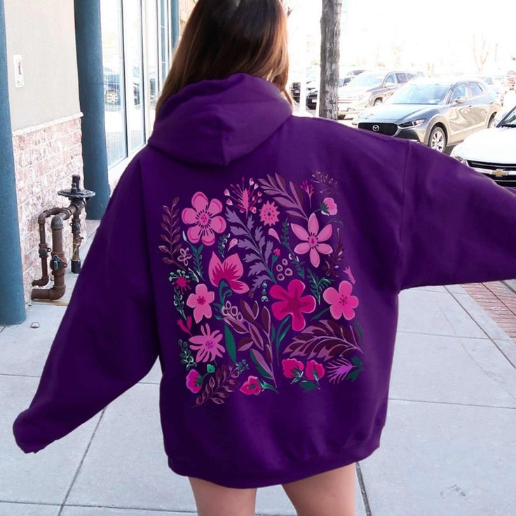 Get fully bloomed in our Pink Flower Hoodie! Perfect for adding a pop of color to your wardrobe. Stay cozy and cute with its soft material and unique floral design. A must-have for any flower child (or hoodie addict)! ♥ We want you to be happy with your item, and for it to bring you joy! If you have any problems with your order or your item, please contact us prior to leaving a review. We will do what we can to take care of you and ensure that you are a happy customer. If you are satisfied, we w Cute Oversized Spring Sweatshirt, Oversized Purple Hoodie For Fall, Purple Long Sleeve Sweatshirt For Spring, Oversized Spring Hoodie, Cozy Hooded Sweatshirt For Spring, Oversized Cozy Hoodie For Spring, Cozy Oversized Hoodie For Spring, Purple Cotton Hoodie For Fall, Purple Hoodie Sweatshirt For Spring