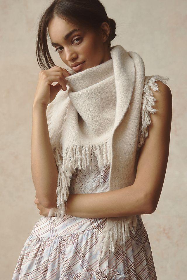 The Shay Triangle Fringe Scarf Wrap Shawl Photoshoot, Varsity Sweater, Knitted Shawl, Anthropologie Uk, Cashmere Wrap, Triangle Scarf, Fringe Scarf, Scarf Gift, Shawl Wrap