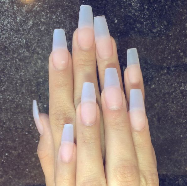 Oh, and here’s what they look like naked: | Coffin Nails Are The Most Badass Trend To Come Out Of 2015 Nails Without Polish, Clear Acrylic Nails, Space Nails, Nail Trend, Long Acrylic Nails Coffin, Almond Nail, Clear Nails, Coffin Nails Designs, Nail Shapes