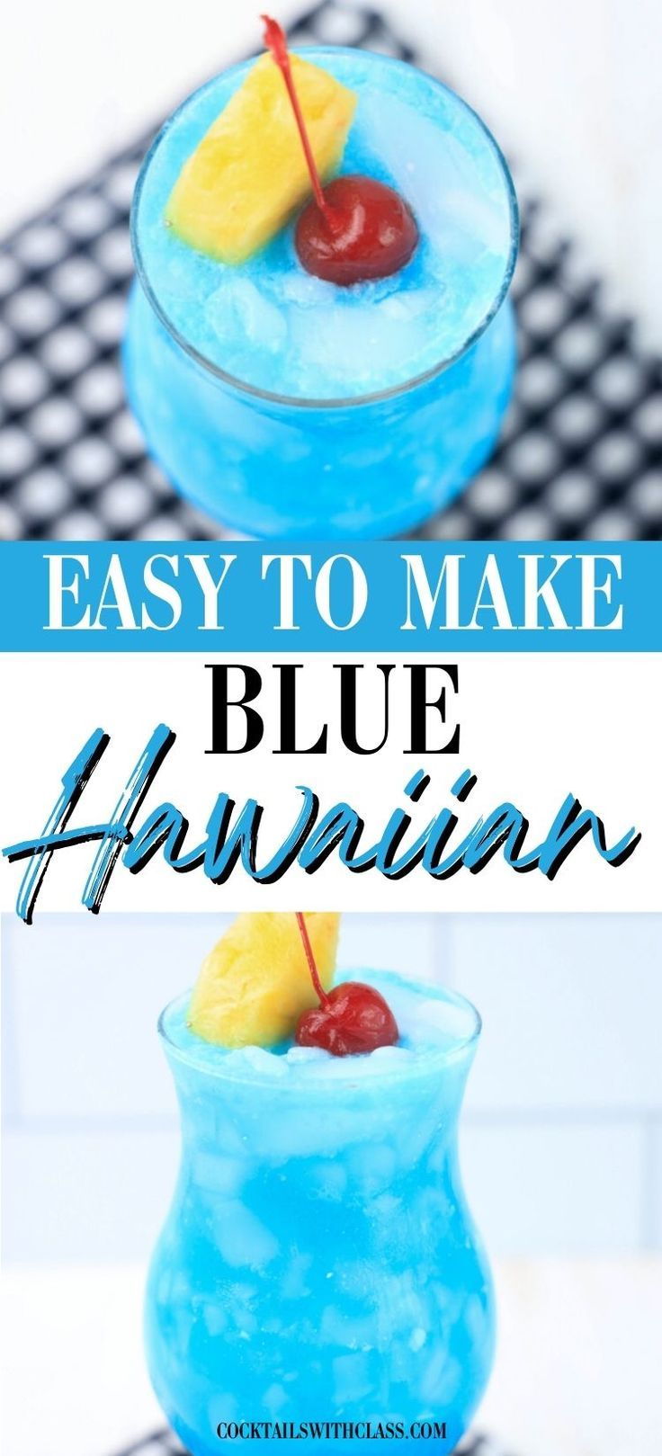 Blue Hawaiian Cocktail Recipe Hawaiin Drinks, Blue Summer Drink, Blue Hawaiian Drink, Luau Drinks, Rum Drinks Easy, Blue Hawaiian Cocktail, Blue Hawaii Cocktail, Summer Drinks Alcohol Recipes, Coconut Rum Drinks