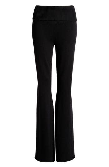 A ribbed fold-over waistband brings cozy energy to these cotton-blend leggings with flared hems. 33 1/2" inseam; 13 1/2" leg opening; 11 1/2" front rise; 13" back rise Pull-on style 55% cotton, 35% recycled polyester, 5% rayon, 5% nylon Machine wash, tumble dry Imported Florence By Mills, Fabric Gift Bags, Nordstrom Store, Fabric Gifts, Free Fabric, Black Fits, Print Gifts, Florence, Cotton Blend