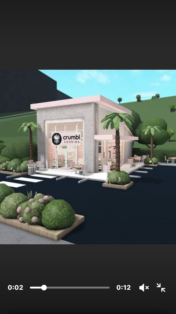 Drive Through Bloxburg Codes, Shops In Bloxburg, Bloxburg Bank Decals, Crumble Cookie Bloxburg Decal Codes, Crumble Cookie Decals Bloxburg, Bloxburg Shops Ideas, Flower Shop Bloxburg, Bloxburg Cafe Exterior, Bloxburg Cafe Layout