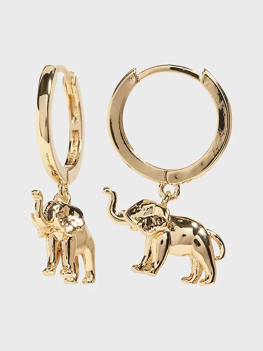 Elephant Hoop Earrings | Banana Republic Nickel-free Metal Huggie Jewelry, Trendy Nickel-free Drop Huggie Earrings, Hypoallergenic Huggie Metal Earrings, Nickel-free Metal Hoop Huggie Earrings, Nickel Free Adjustable Huggie Earrings, Nickel-free Metal Huggie Hoop Earrings, Nickel-free Small Hoop Clip-on Earrings, Everyday Dangle Clip-on Jewelry, Nickel-free Round Clip-on Earrings For Everyday