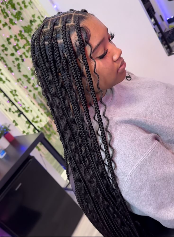 Romantic Waves, Haircut Selfie, Photo Hijab, Big Box Braids Hairstyles, Goddess Braids Hairstyles, Long Box Braids, Cute Hairstyle, Box Braids Hairstyles For Black Women, Cute Braided Hairstyles