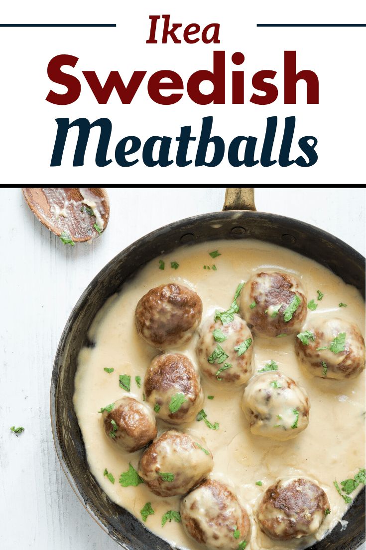 swedish meatballs with gravy in a skillet