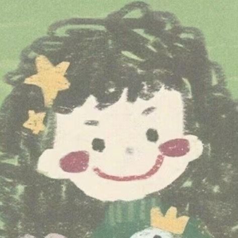 a child's drawing of a smiling girl with stars on her hair