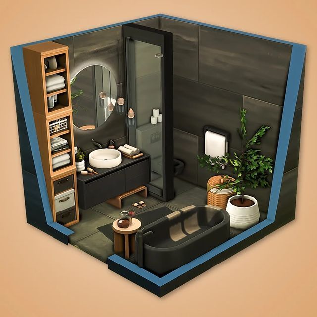 a bathroom with a bathtub, sink and toilet in it's center area