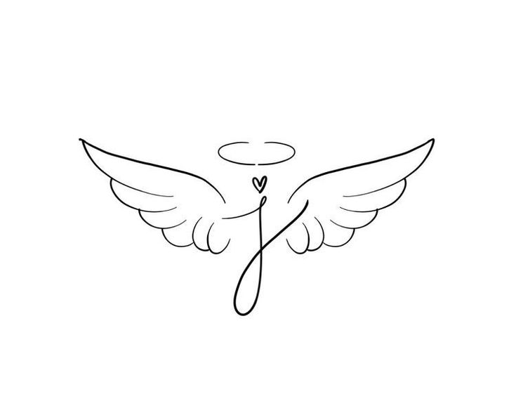 a line drawing of a dove with wings and a heart on it's back