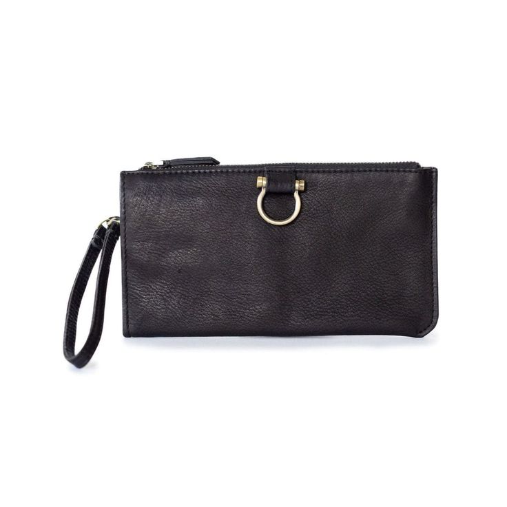 Forten Wristlet - Black Raw Leather | Sapahn. Be More Sustainable, Laptop Travel Bag, Raw Leather, Handbag Stores, Craft Shop, Leather Wristlet, Wallet Bag, Stay Organized, Small Leather Goods