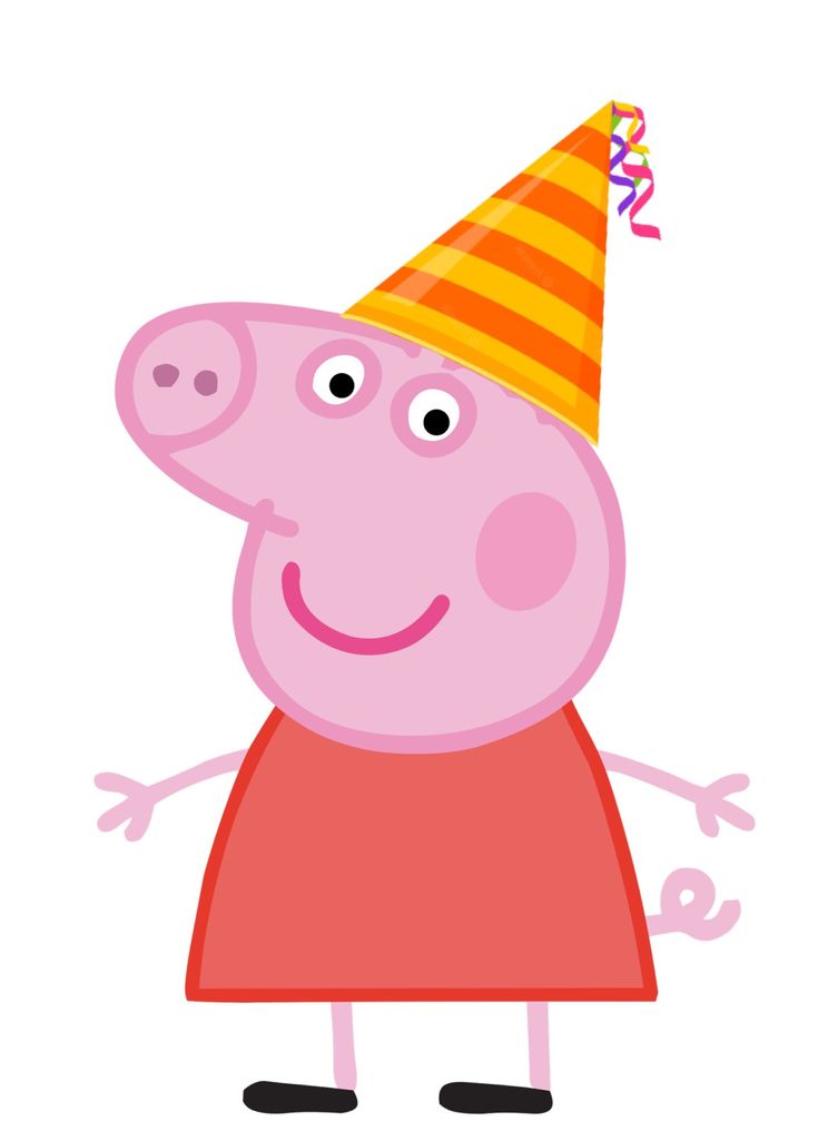 peppa pig with a party hat on