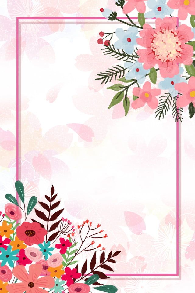 a pink and blue floral background with a square frame in the middle for text or an image