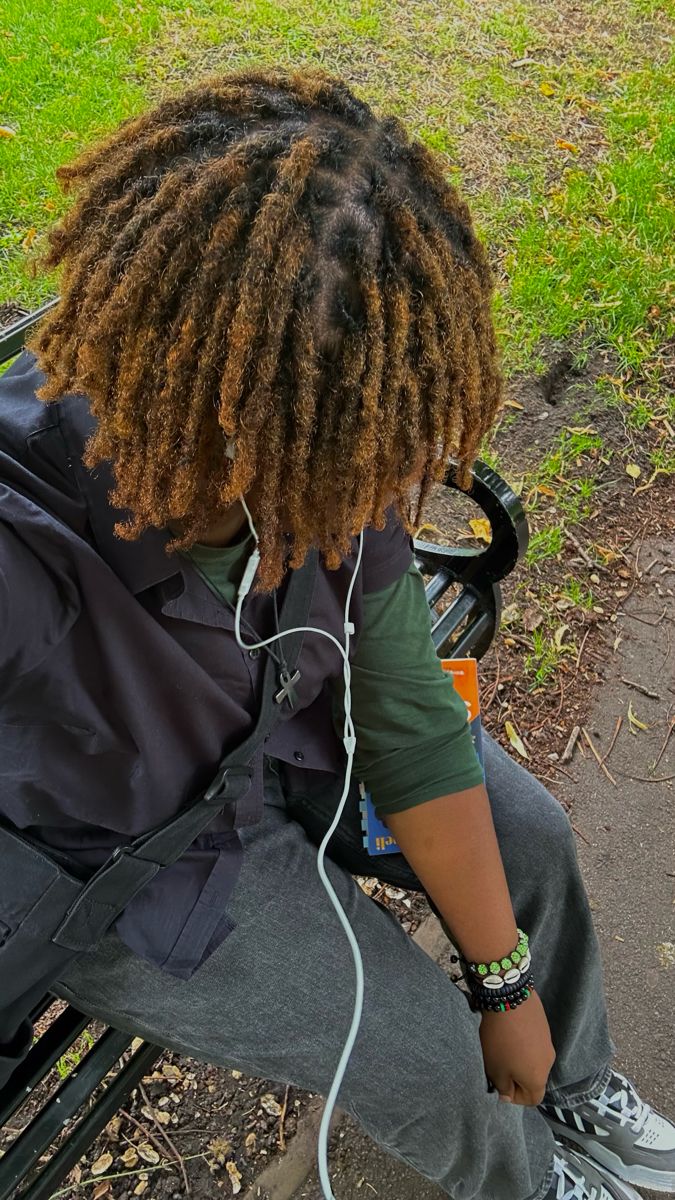 Locs With No Middle Part, Loc Essentials, Mens Locs, Coloured Locs, Dyed Locs, Brown Dreadlocks, Dyed Dreads, Dreadlocks Hair Care, Brown Dreads