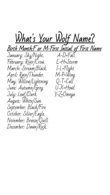 what's your wolf name? birth month at the altar of first name poster