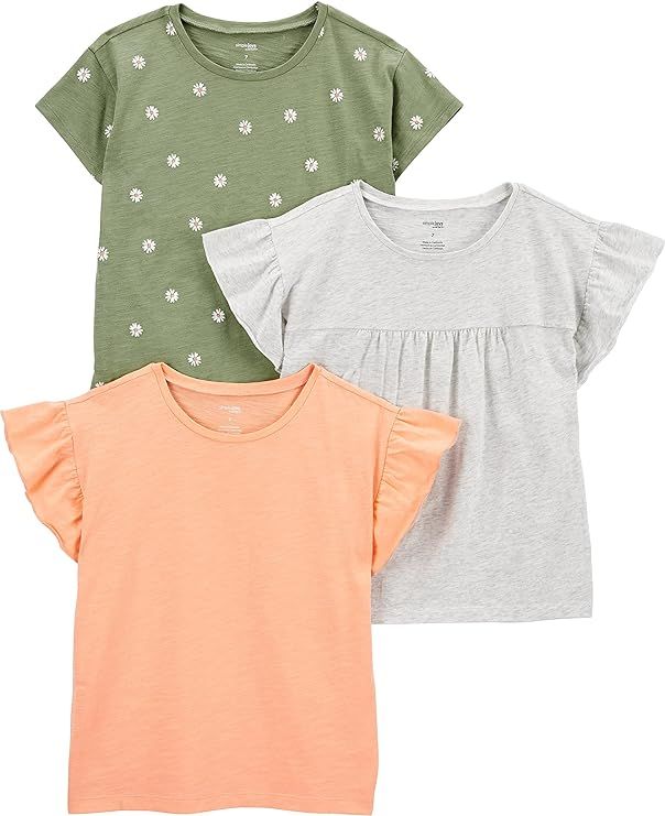 Amazon.com: Simple Joys by Carter's Girls' Short-Sleeve Shirts and Tops, Pack of 3: Clothing, Shoes & Jewelry Cute Summer Shirts, Baby Girl Shorts, Simple Joys, Carters Girl, Carters Baby, Star Shirt, Navy Pink, School Fashion, Stylish Girl