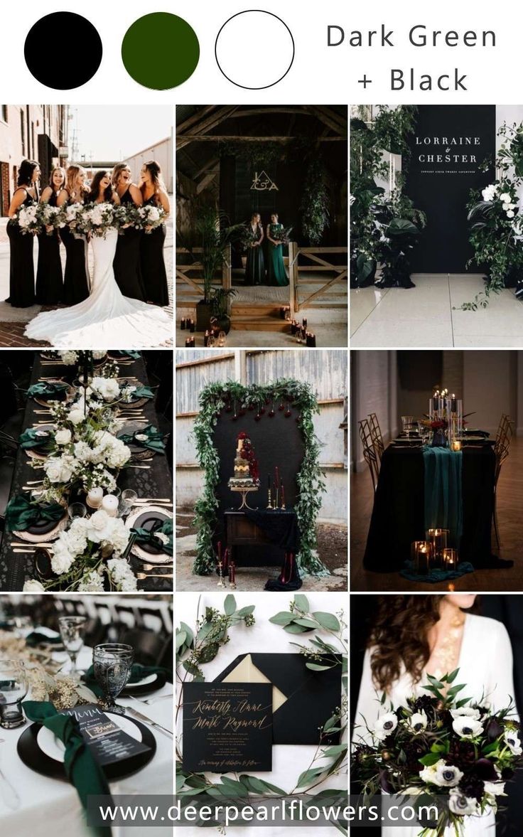 green and black wedding color scheme