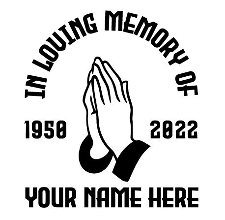 a black and white logo with the words in loving memory of your name here