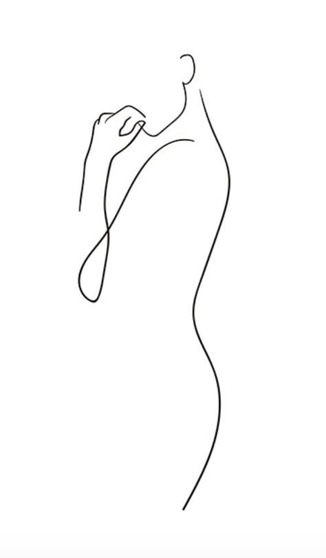 a single line drawing of a woman's body with her hand on her face