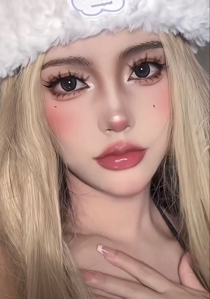 Korean Doll Makeup, Doll Make Up Look, Doll Makeup Pretty, Cute Doll Makeup, June Vibes, Doll Make Up, Doll Face Makeup, Face Texture, Porcelain Doll Makeup