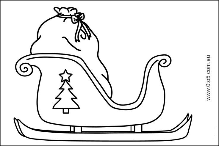 a drawing of a sleigh with a christmas tree on it