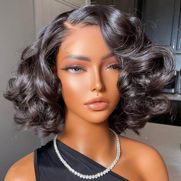 short bouncy loose wave wig Short Lace Front Wigs, Brazilian Hair Wigs, Loose Waves Hair, Short Human Hair Wigs, Remy Human Hair Wigs, Short Bob Wigs, Bob Wig, Short Wigs, Hd Lace