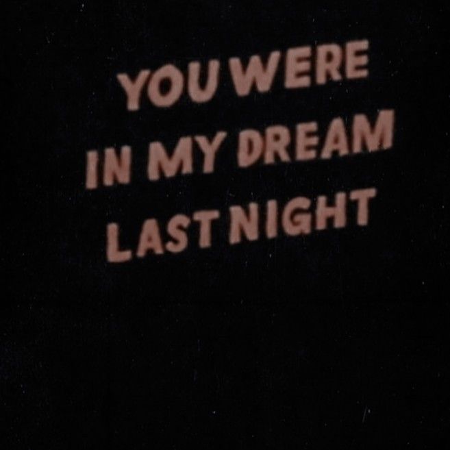 the words you were in my dream last night are projected on a black background,