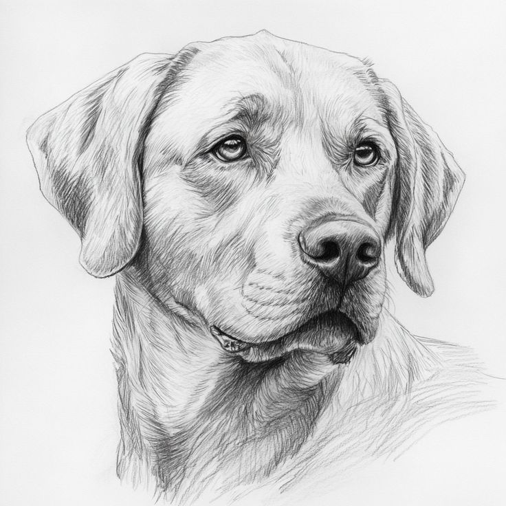 Labrador Pencil Drawing, Dog Sketch Labrador, Dog Pen Drawing, Dog Face Sketch, Dog Drawing Sketches, Labrador Sketch, Realistic Dog Drawing, Drawing A Dog, Lab Drawing