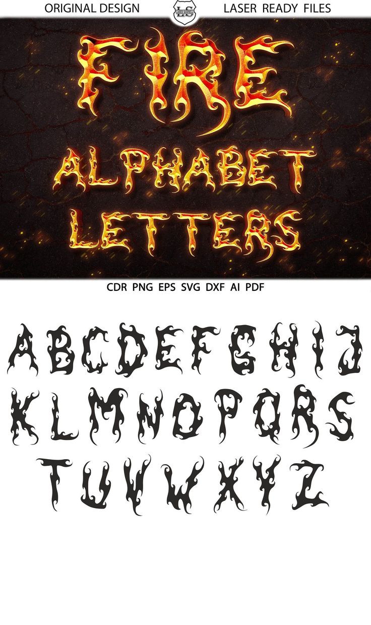 fire alphabet letters and numbers with flames