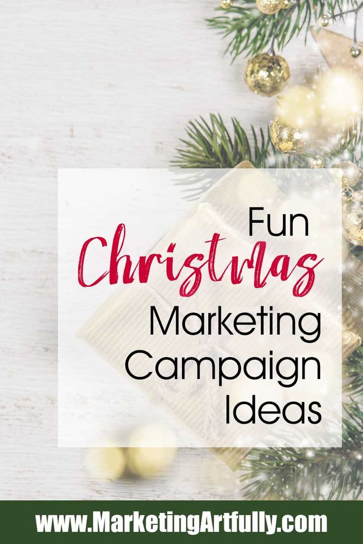 a christmas tree with the words fun christmas marketing campaign ideas on it and an ornament