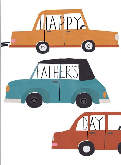 three cars with the words happy father's day written on them in different colors