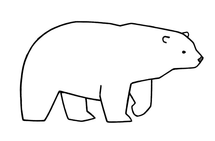 a black and white drawing of a polar bear