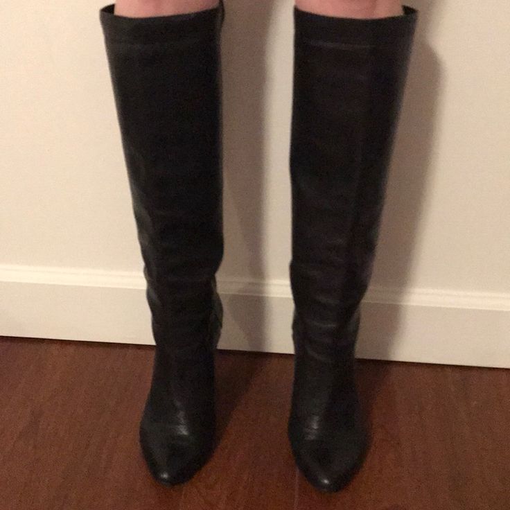 Marc Jacobs Black Leather Knee Boots With Bow New Soles. The Heel And Toe Pads Were Just Redone. These Are Like Brand New. No Scratches Black Leather Snip Toe Knee-high Boots, Black Leather Knee-high Boots With Snip Toe, Classic Black Knee-high Boots With Pointed Toe, Classic Black Knee-high Boots With Almond Toe, Black Snip Toe Knee-high Boots For Work, Classic Black Almond Toe Knee-high Boots, Black Almond Toe Knee-high Boots, Black Sleek Knee-high Boots With Almond Toe, Sleek Black Knee-high Boots With Almond Toe