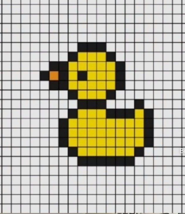 a cross stitch pattern with a yellow rubber ducky on it's face in black and white