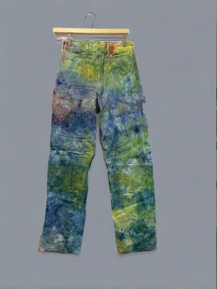 Hand Dyed Painter’s Pants Details Deadstock vintage Stan Ray work pants hand-dyed with low impact dyes. Durable cotton twill in a vintage fit; high waisted, slim throughout the hips and straight in the leg with carpenter pockets. Complete with a zip fly + button waist closure. Those wanting a more slouchy fit should size up. All sizes are actual waist measurements. Color and pattern may vary per garment. Please check your measurements before purchasing as these are made to order and final sale. Acid Wash Cotton Bottoms For Fall, Fall Acid Wash Pants With Pockets, Fitted Acid Wash Jeans With Pockets, Acid Wash Wide Leg Cotton Pants, Spring Straight Leg Pre-washed Bottoms, Acid Wash Pants With Pockets For Spring, Casual Acid Wash Straight Leg Cargo Pants, Acid Wash Relaxed Fit Pants For Fall, Pre-washed Cotton Wide Leg Jeans