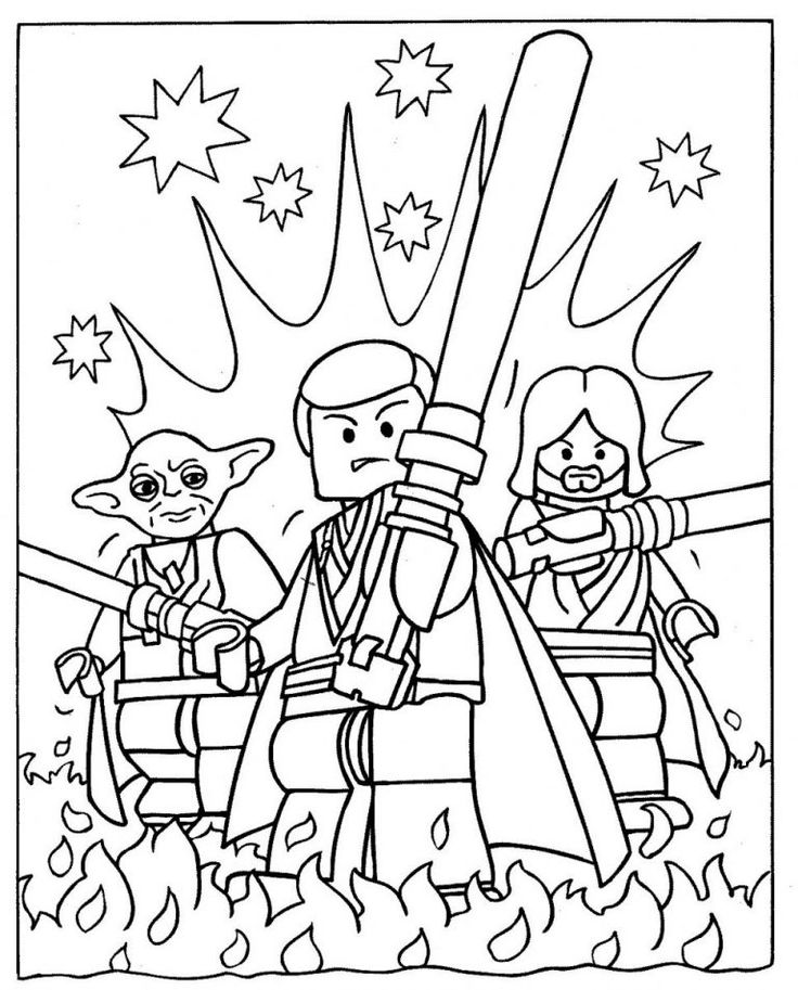 lego star wars coloring pages for kids to print out and color with the characters in them