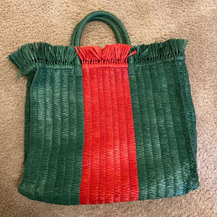 New Never Used Gucci Multicolor Tote Bag, Green Gucci Travel Bag, Gucci Multicolor Shoulder Bag For Daily Use, Red Gucci Tote Bag, Green Gucci Bag For Everyday Use, Green Gucci Shoulder Bag For Daily Use, Gucci Green Shoulder Bag For Daily Use, Designer Multicolor Bag With Braided Handles, Designer Multicolor Bags With Braided Handles