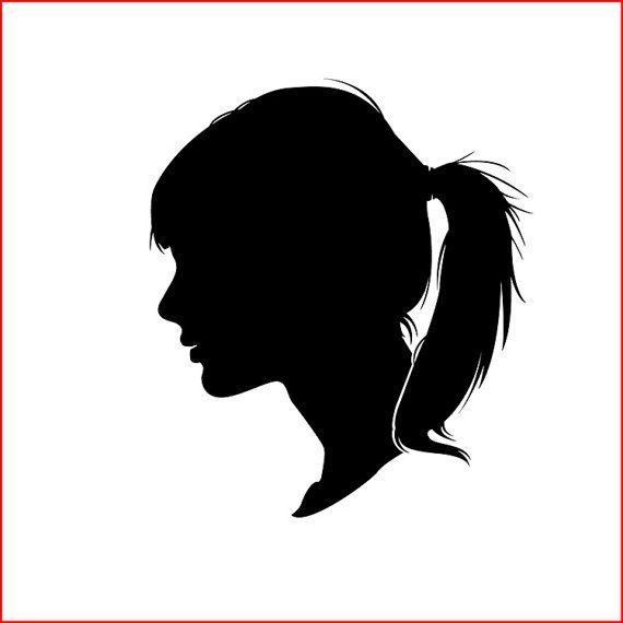 the silhouette of a woman's head with long hair