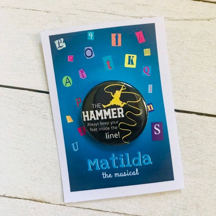 the hammer logo is on top of a card that says, matilda the musical s