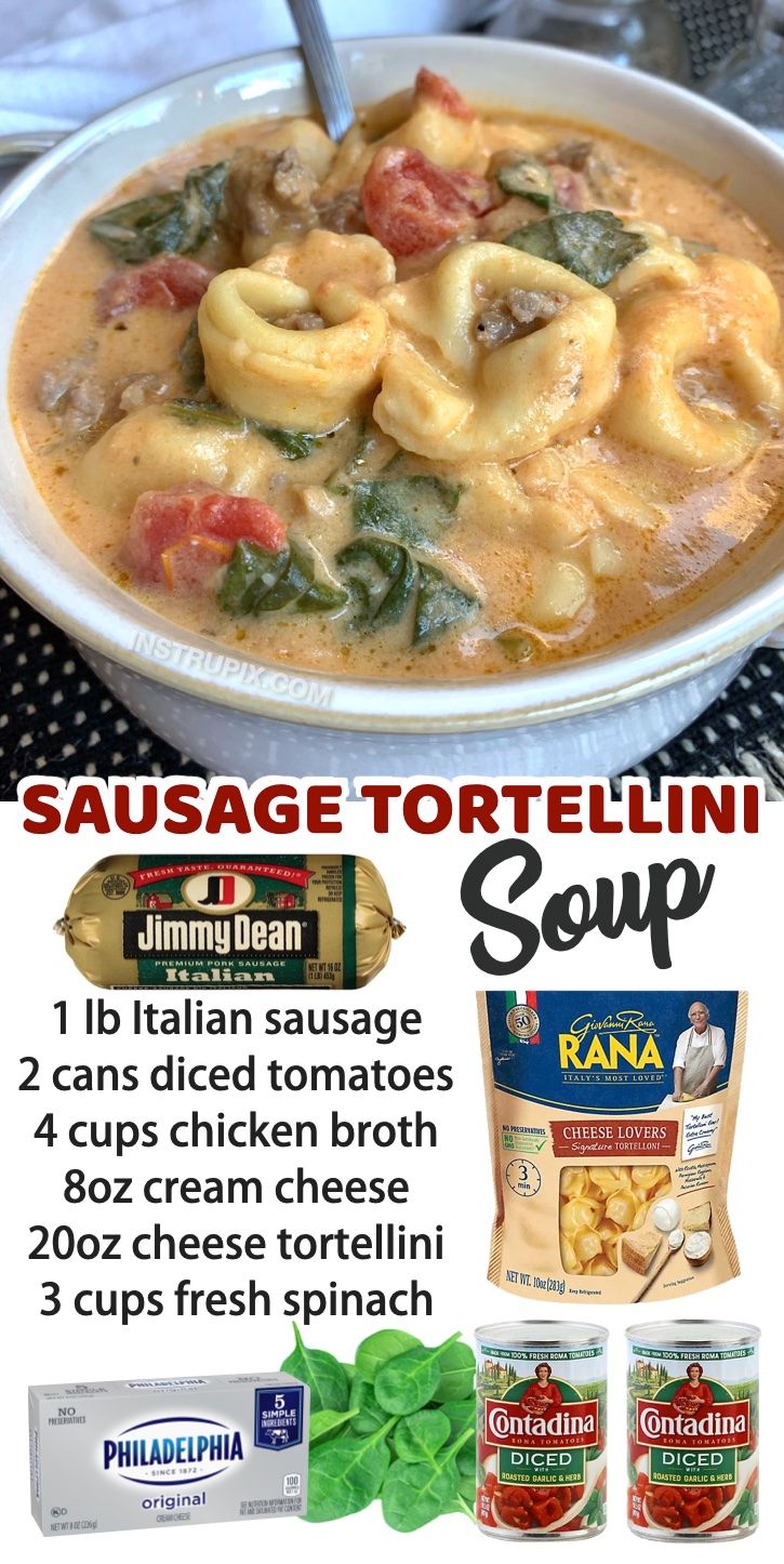 an advertisement for pasta sauce tortellini soup