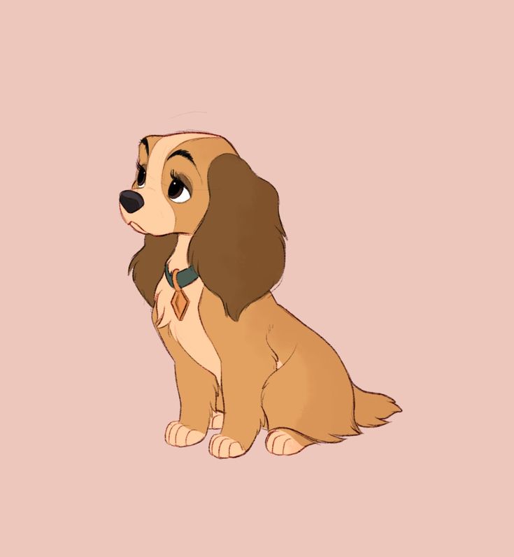 a cartoon dog sitting on top of a pink background