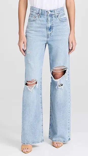 Levi's Ribcage Wide Leg Jeans | Shopbop Chic Levi's Jeans With Pockets, Fall Light Wash Cotton Jeans, Ripped Cotton Cropped Jeans, Levi's Light Wash Bottoms For Fall, Light Wash Levi's Bottoms For Fall, Ripped Mid-rise Cotton Jeans, Levi's Mid-rise Cotton Jeans, Mid-rise Ripped Cotton Jeans, Chic Levi's Cotton Jeans