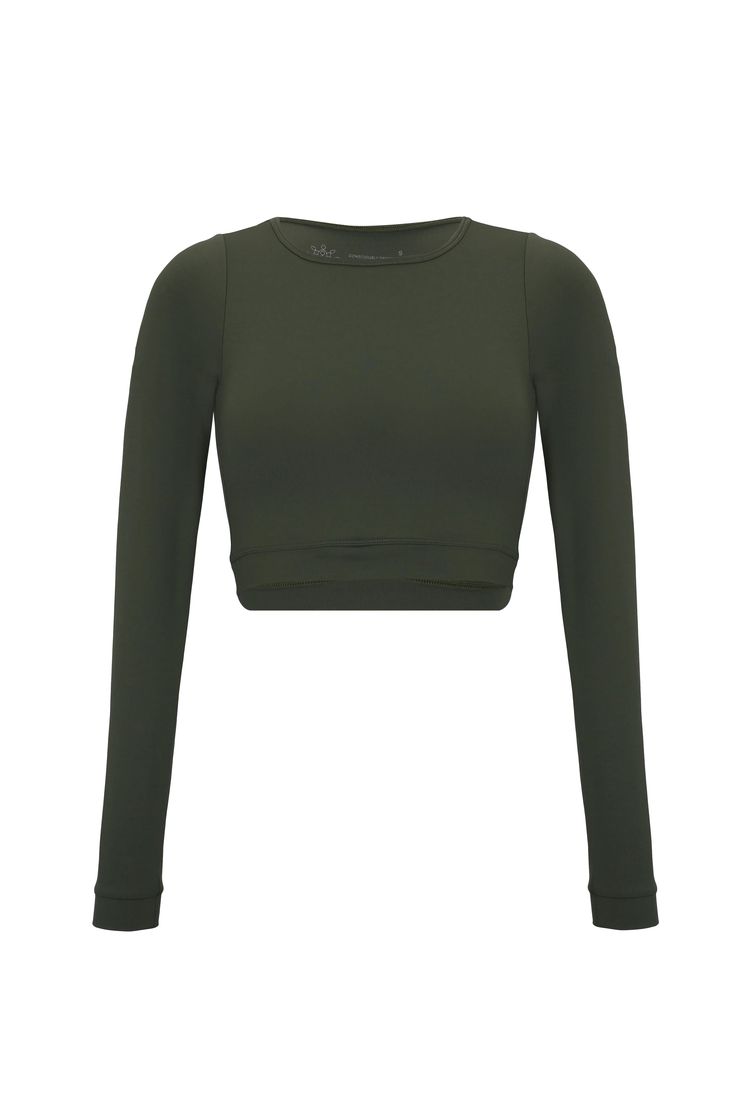 Dreamer top by Inhala Soulwear Green Cropped Sporty Tops, Fitted Cropped Top For Yoga, Cropped Tops With Thumbholes For Loungewear, Fall Workout Crew Neck Tops, Fall Workout Tops With Crew Neck, Fall Workout Tops With Thumbholes, Green Sports Crop Top, Green Sporty Tops With Thumbholes, Solid Tops For Sports In Fall